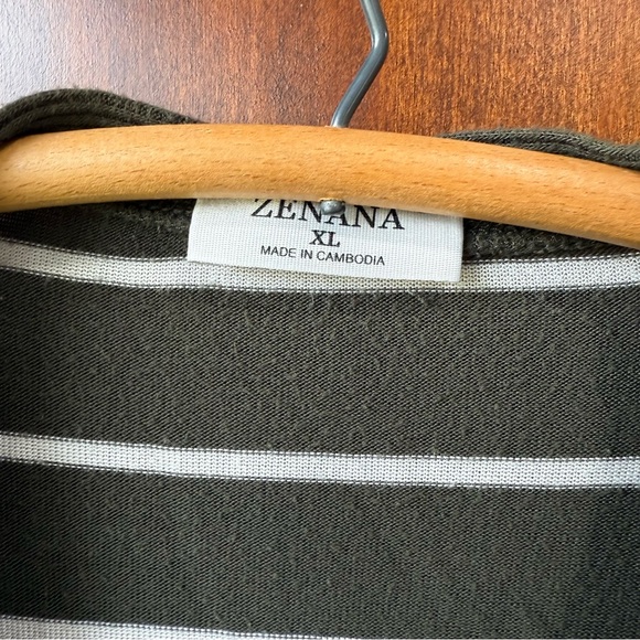 Women’s Zenana Outfitters Green and White Striped Snap Front Cardigan Size XL - Picture 5 of 8